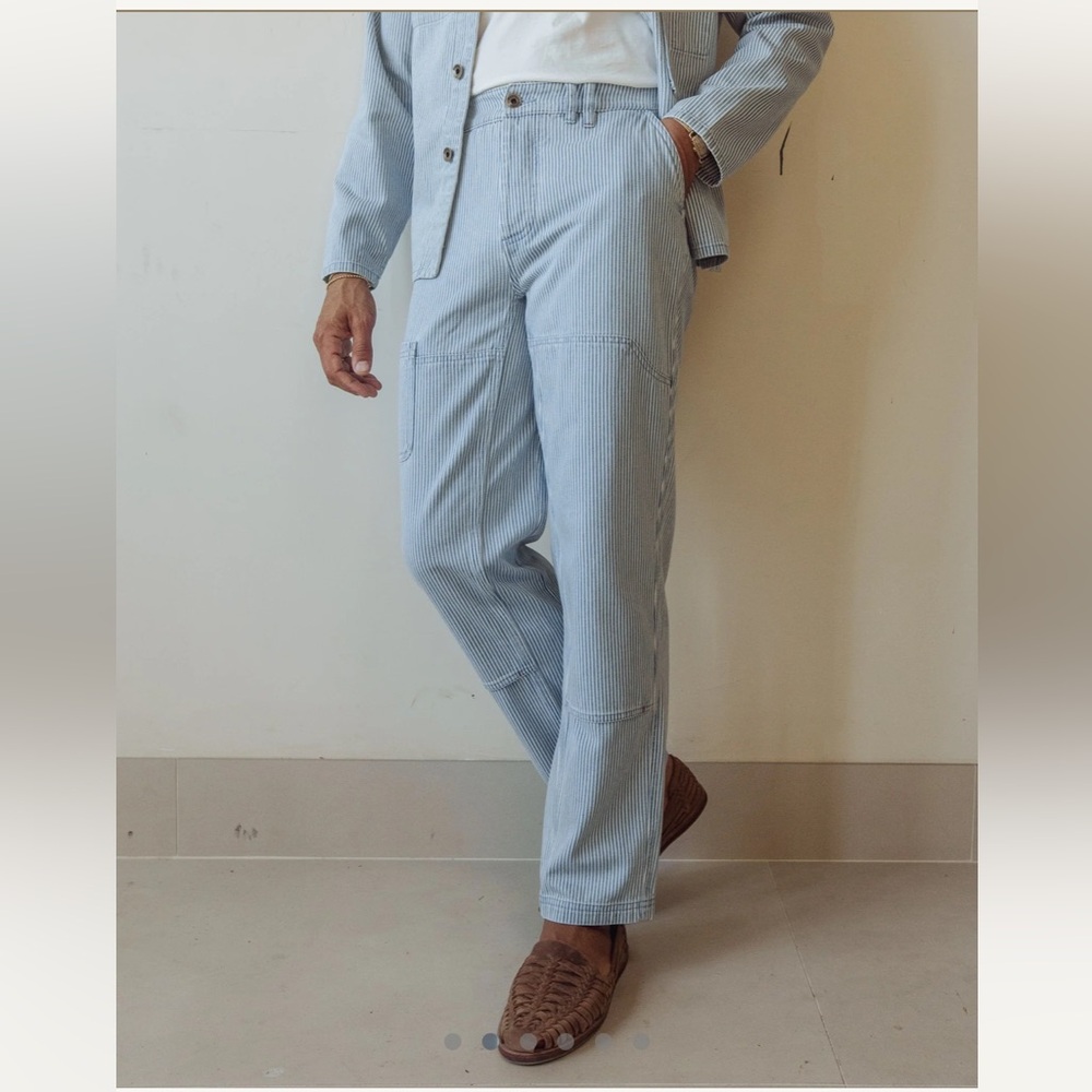 NWT Imperfects Courier Pant in Indigo Hickory Stripe in Vintage Wash